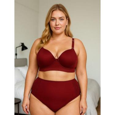 Imagem de Conjunto Plus Size Sutiã Reforçado Bojão e Calcinha Cós Alto - c7 DANI