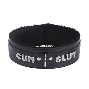Imagem de paloli Gargantilha feminina de couro rosa, punk, gótico, preto, fofo, com letras, colarinho, coleira e gola, regular, Couro, Strass