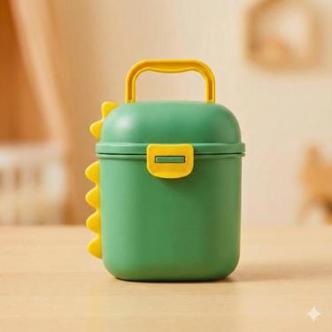 Imagem de Pote Dosador Leite em Pó Infantil Dinossauro Verde 800ml Com Colher Me