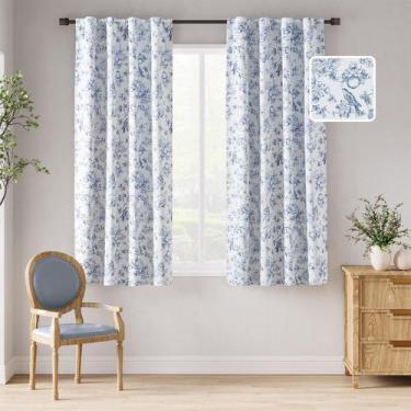 Imagem de Cortinas Blackout Jinchan Floral 95% Blackout 160x160cm azuis