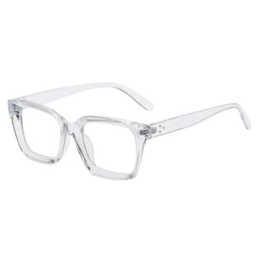 Imagem de Armação de óculos vintage transparente para mulheres, com rebites, estilo fashion, lentes anti-luz azul, unissex (C6Clear)
