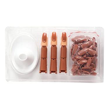 Imagem de ZJchao Kit de Prática de Arte Em Unhas, 100 Unhas Falsas Substituíveis Com 3 Dedos Modelo e Base para Treinamento de Unhas, Artistas de Salão de Beleza para Iniciantes (PINK #90)