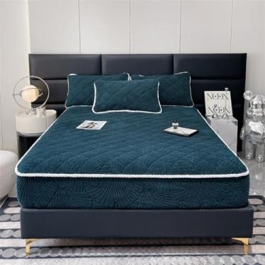 Imagem de Capa de colchão antiderrapante engrossada com elástico com bordas elásticas, protetor respirável à prova de poeira para solteiro/casal/queen/king size verde||200 x 220 cm/(199.9 cmx220.0 cm)