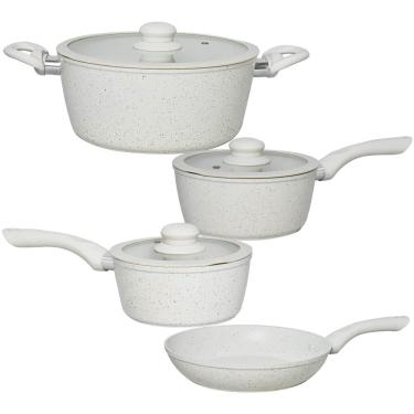 Imagem de Jogo de Panelas Antiaderente de Indução Revestimento Cerâmica Viena Areia 4 Peças - Rio Home