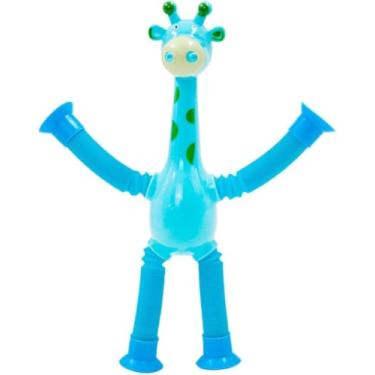 Imagem de Girafa Pop It Estica e Puxa com Luz e Ventosas – Brinquedo Sensorial Divertido para Crianças | Alívio do Estresse e Estímulo à Coordenação e Concentração (AZUL)