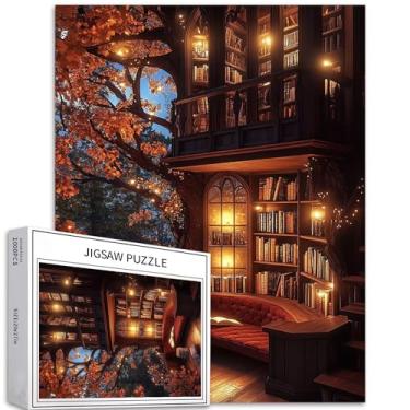 Imagem de Quebra-cabeça castelo-like Treehouse 1000 peças para adultos atmosfera noturna cena arte quebra-cabeça colorido DIY para decoração de casa presentes família quebra-cabeça perfeito para noites de jogo
