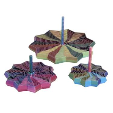 Imagem de Zhjvihx 3 PCS 3D Impresso Brinquedo Estrela Expandida, Brinquedo Sensorial Poligonal Com Design Rotativo para Alívio do Estresse, TDAH, Mesa de Escritório e Estudo (Amarelo Azul Roxo)