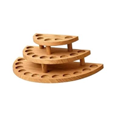 Imagem de MotiveTech Suporte para Óleos Essenciais, Expositor de Esmaltes, Prateleira Portátil de Madeira com 3 Níveis para Banheiro