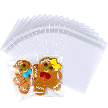 Imagem de PigPotParty Sacos de biscoitos, 10 cm x 15 cm, sacos de guloseimas autovedantes de celofane, pequeno saco de plástico transparente para doces, presentes, lanches, lembrancinhas de festa (pacote com
