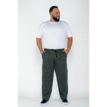 Imagem de Calça Masculina Plus Size Sarja Cinza-Masculino