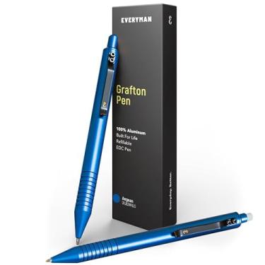 Imagem de Everyman Conjunto de caneta e lápis Grafton, Aegean | Caneta esferográfica de tinta gel de metal EDC premium + lapiseira | Ferramentas de escrita executiva recarregáveis para escritório, negócios