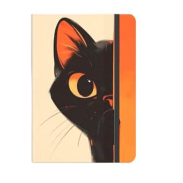 Imagem de Sketchbook - Perfeito para Criatividade e Organização. 21x14cm tema GATOS FOFOS, Papel Resistente para Dia a Dia(GATO FAIXA LARANJA,SEM pauta (para desenhar))