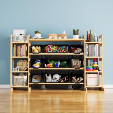 Imagem de SpaceAid Organizador grande de armazenamento de brinquedos, 9 prateleiras, 9 compartimentos, organizador de brinquedos, estante de brinquedos para quarto, sala de jogos, decoração de quarto, cinza