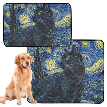Imagem de TSENQUE Almofadas laváveis para gatos pretos e noturnos estrelados para animais de estimação reutilizáveis para animais de estimação e gatos absorventes à prova d'água para cães, fofo, pequeno x