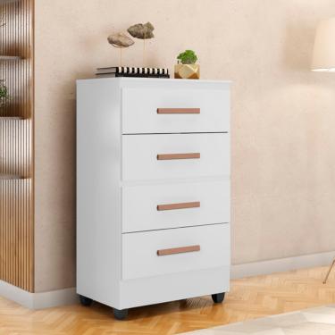 Imagem de Cômoda 4 Gavetas com Pés Lite Móveis Leão - Branco