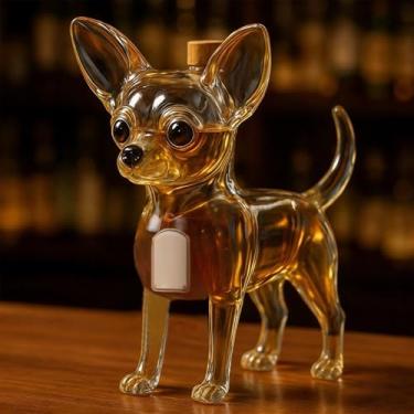 Imagem de Decantador de uísque Chihuahua de 283 g feito à mão, garrafa de vinho vazia, 3D, divertida, para cães, para armazenamento de bebidas alcoólicas, decoração de festa de Natal, presente para homens
