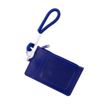 Imagem de Porta-cartões de dopamina, estojo portátil com alça de pulso para homens e mulheres, adequado para cartões de identificação e armazenamento de pequenos trocos, Azul, Clássico