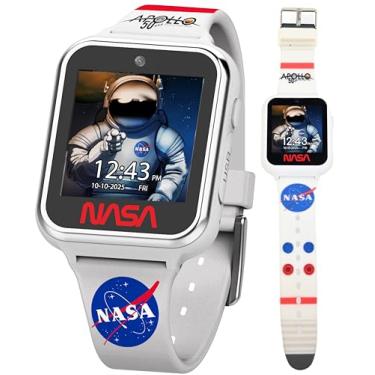 Imagem de Accutime Crianças astronauta da NASA Branco Educacional Aprendizado Tela sensível ao toque Brinquedo Smart Watch para meninos, meninas, crianças pequenas - Câmera de selfie, jogos de aprendizagem, alarme, calculadora, pedômetro e mais (Modelo: NAS4011AZ), White, 40mm, Moderno