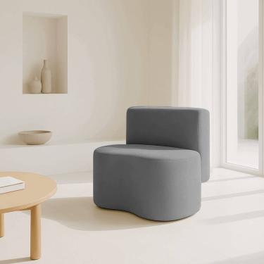 Imagem de Puff Orgânico Feijão Com Encosto Curvo Redondo Sala Resistente Confortável Suede
