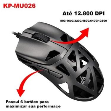 Imagem de Mouse Gamer 6 Botões, Modelo KPMU026