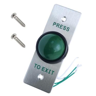 Imagem de Interruptor de botão de pressão para sair de aço inoxidável verde Pressione para sair Botão de porta do painel com acabamento escovado com parafusos para conjunto de bloqueio de controle de acesso
