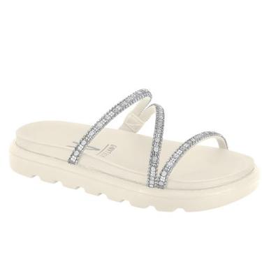 Imagem de Sandália Papete Vizzano Pedrarias Feminina Estilosa Com Strass e Brilh