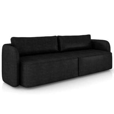 Imagem de Sofá 3 Lugares Sala Living Orgânico 220cm Oregon K01 Couríssimo Preto - Lyam Decor