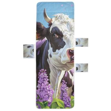 Imagem de Capa de cadeira de espreguiçadeira de vaca roxa com manchas pretas capas de cadeira de praia para piscina floral 85 x 76 cm