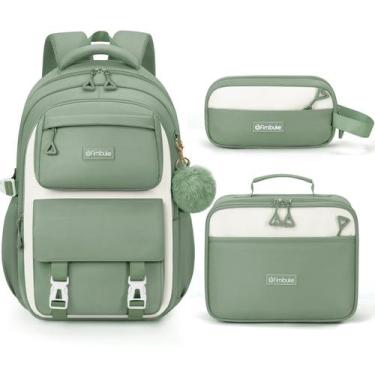 Imagem de Mochila Fimibuke para meninas impermeável com lancheira e lápis