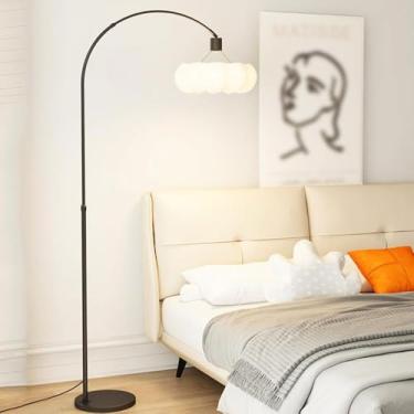 Imagem de Luminária de chão Creative Cloud Arc, estilo nórdico minimalista, ideal para leitura em cantos de sofás, com base de mármore. Perfeita para sala de estar e quarto.
