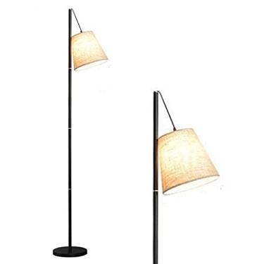 Imagem de Luminária de chão moderna e minimalista em tecido, luminária de mesa vertical, luminária alta em metal preto forjado, luminária de pé para sala de estar, escritório, luz noturna, sala de est