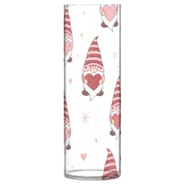 Imagem de CEBUGI Vaso de flores Gnomos Hearts 10 cm x 30 cm Vaso cilíndrico para flores, vaso transparente inquebrável para decoração de casa de festa de casamento