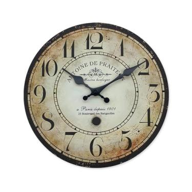 Imagem de Relógio de parede Relógio de parede madeira com padrão vintage, decoração para casa, relógio silencioso, quartzo, presente feriado, 10/12/14/16 polegadas (sem bateria) Sem tique-taque(12 Inch)