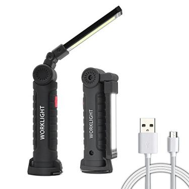 Imagem de Lâmpada de trabalho PinPle LED, luzes de trabalho recarregáveis USB com base magnética de rotação de 360° e 5 modos de iluminação, lâmpada de inspeção de lanterna COB ultrabrilhante para reparo de carro, uso doméstico e emergência (L)