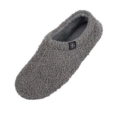 Imagem de Pantufas de pelúcia unissex com salto totalmente coberto, para uso doméstico, antiderrapante, aconchegante, para uso doméstico, masculino e feminino, Cinza, 34