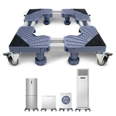 Imagem de Johaus Mini suporte de geladeira com 4 rodas de bloqueio, carrinho de móveis resistentes com 2,8 metros fortes, base de pedestal de rolo móvel ajustável para máquina de lavar, secadora, geladeira