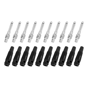 Imagem de KIMISS 10 Peças 4mm 7 Pinos Plugue Banana Cobre 1000v 32a Plugues Machos Empilháveis ​​com Manga Isolante Macia para Alto-falante, Tv e Computador (Preto)