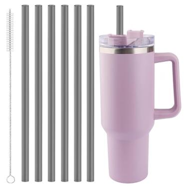 Imagem de Joshey Canudos de substituição Tritan de 30,5 cm para copo Stanley 1,134 g - pacote com 6 canudos longos reutilizáveis com escova de limpeza, serve para acessórios de copo Stanley de 850 g e 1,134 g