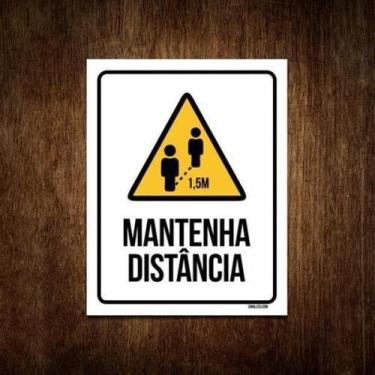 Imagem de Placa - Mantenha Distância Na Fila Prevenção (27X35) - Sinalizo.Com