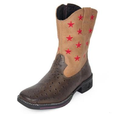 Imagem de Bota Texana Feminina Couro Estrela DIfranca - VF202A - Café, 33