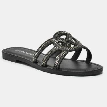 Imagem de Sandália Feminina Via Marte Rasteira Tiras Com Pedrarias-Feminino