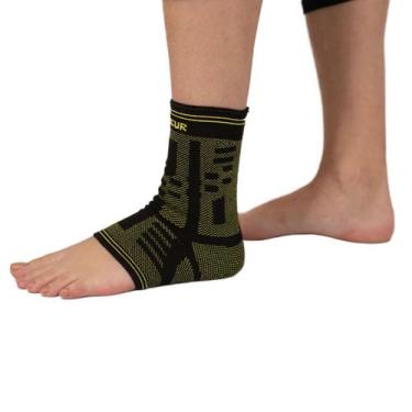 Imagem de Tornozeleira de Compressão Elástica Mercur - Preto/Verde - Tamanho G/G