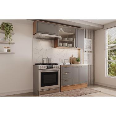 Imagem de Cozinha Modulada Carraro Bella 3 Peças (2Aéreos+1Balcão) C3P25 Nogal/Cinza-Carraro