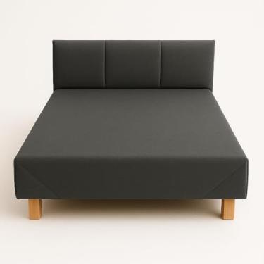 Imagem de Cama Box Pet Suede para Cachorro e Gato com Cabeceira – 60cm e 80cm, Estrutura em Madeira, Confortável(CINZA,80CM)