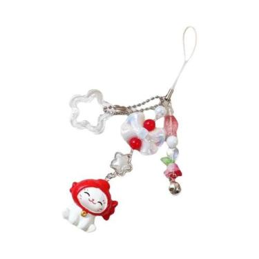Imagem de Chaveiro De Gato Da Sorte Vermelho Em Estilo Kawaii, Pingente Para Cel
