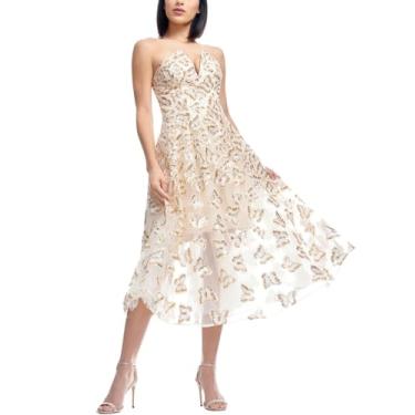 Imagem de Dress The Population Vestido feminino Briella colado ao corpo, Champanhe Multi, P