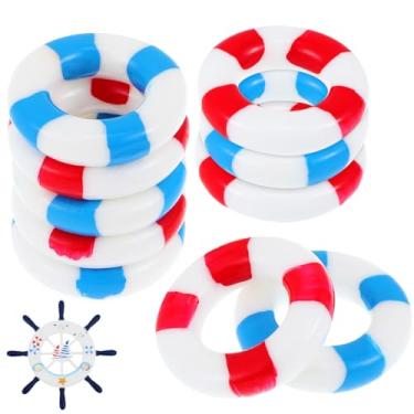 Imagem de Balacoo 10 mini anel salva-vidas - anel de vida micro paisagem - mini boia - decoração náutica de praia - ornamento de móveis de casa de bonecas - anel de natação em miniatura - estatuetas náuticas -