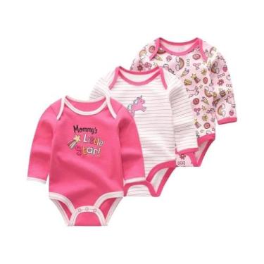 Imagem de Conjunto De 3 Peças De Body De Manga Longa Para Bebê Menino Ou Menina,