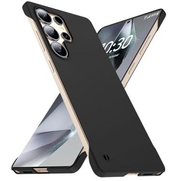 Imagem de GRECAZO Capa fina sem bordas para Samsung Galaxy S25 Ultra 17.5 cm (2025) ultrafina, leve, sem moldura, rígida, rígida, fosca, com anel de puxar, corda antiderrapante minimalista, preta