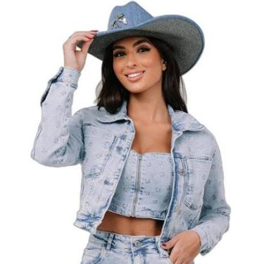 Imagem de JAQUETA JEANS CROPPED FEMININA BORDADO DE ESTRELAS-Feminino